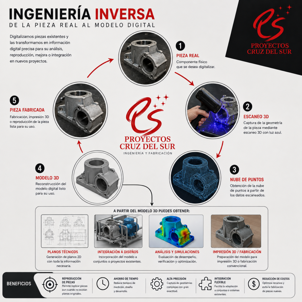 Flujo ingenieria inversa y digitalizacion 3D